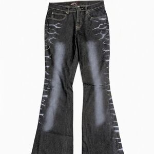 Lazer Edgy Black Flare Jeans With Glitter Size 3
